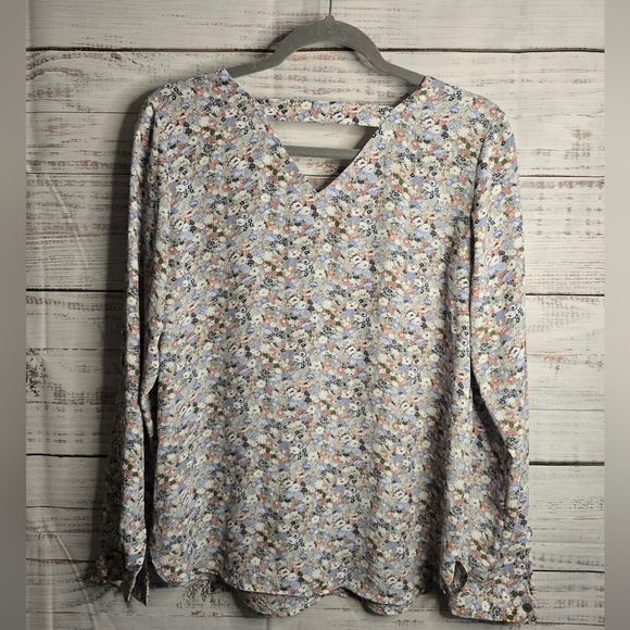 LOFT Multicolor Floral V-Neck Blouse Woman Size Xsmall - Picture 4 of 5